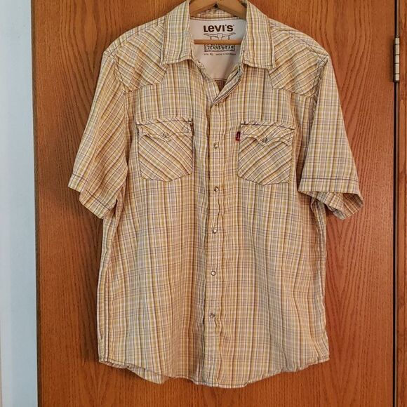 Vtg Levi's Authentic Jeanswear Western Style Shirt with Pearly Snaps Sz XL - Picture 1 of 6